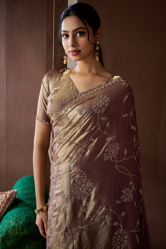 Mauve Stone Work Satin Silk Saree-ZB134204_2_SareeButa.com