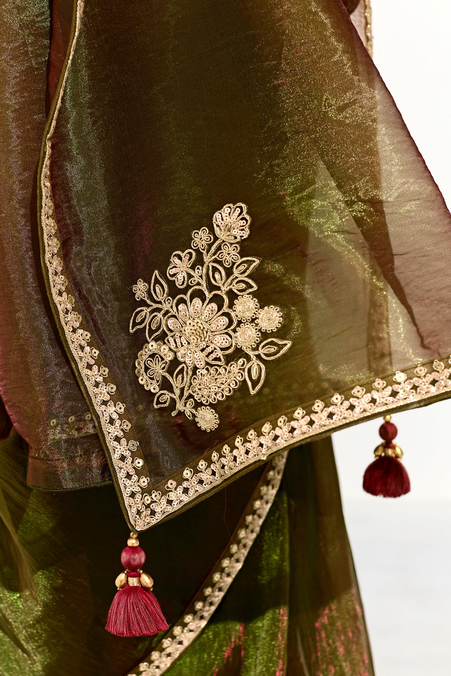 Mehendi Green Embroidered Organza Tissue Saree-ZB134750_4_SareeButa.com