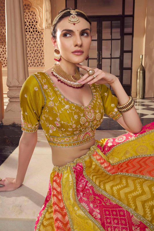 Mehendi Green Embroidered Semi-Stitched Viscose Silk Lehenga-SAR10348_2_SareeButa.com