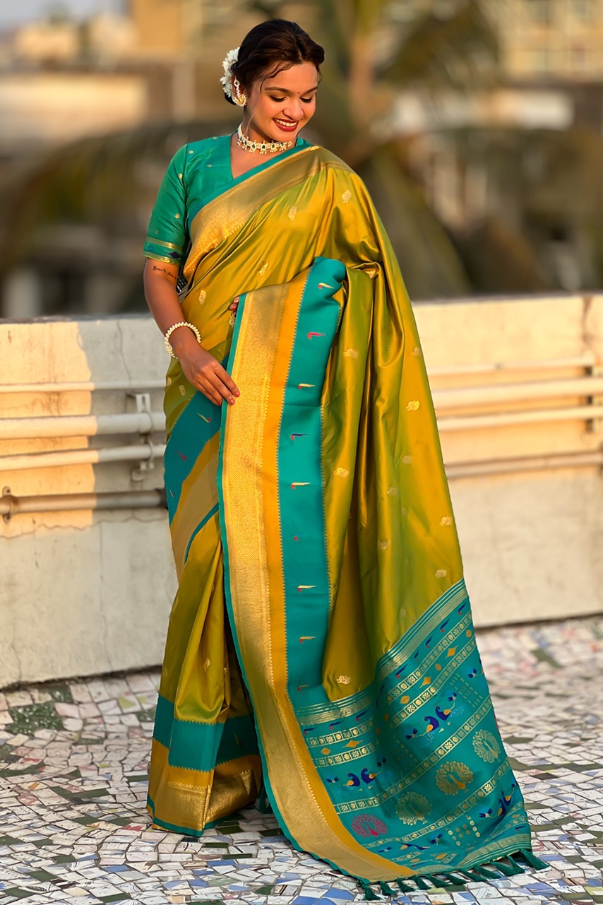 Mehendi Green Paithani Saree-ZB134845_4_SareeButa.com
