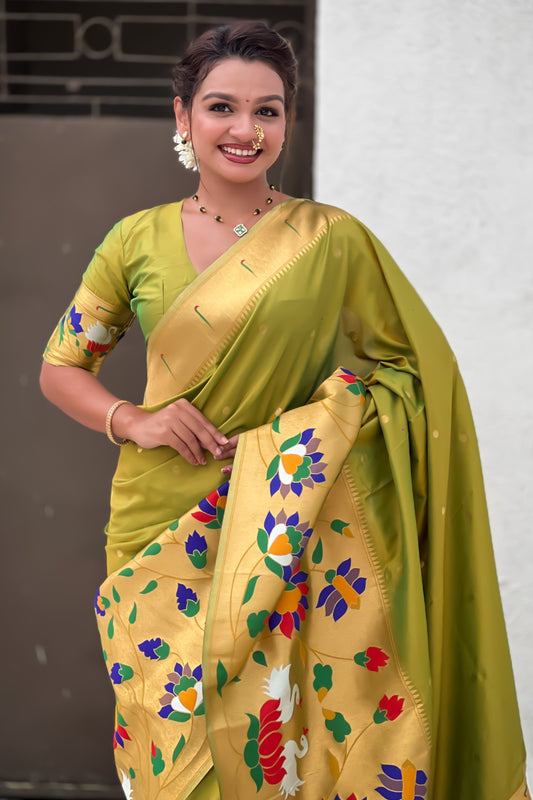 Mehendi Green Paithani Saree-ZB134866_2_SareeButa.com
