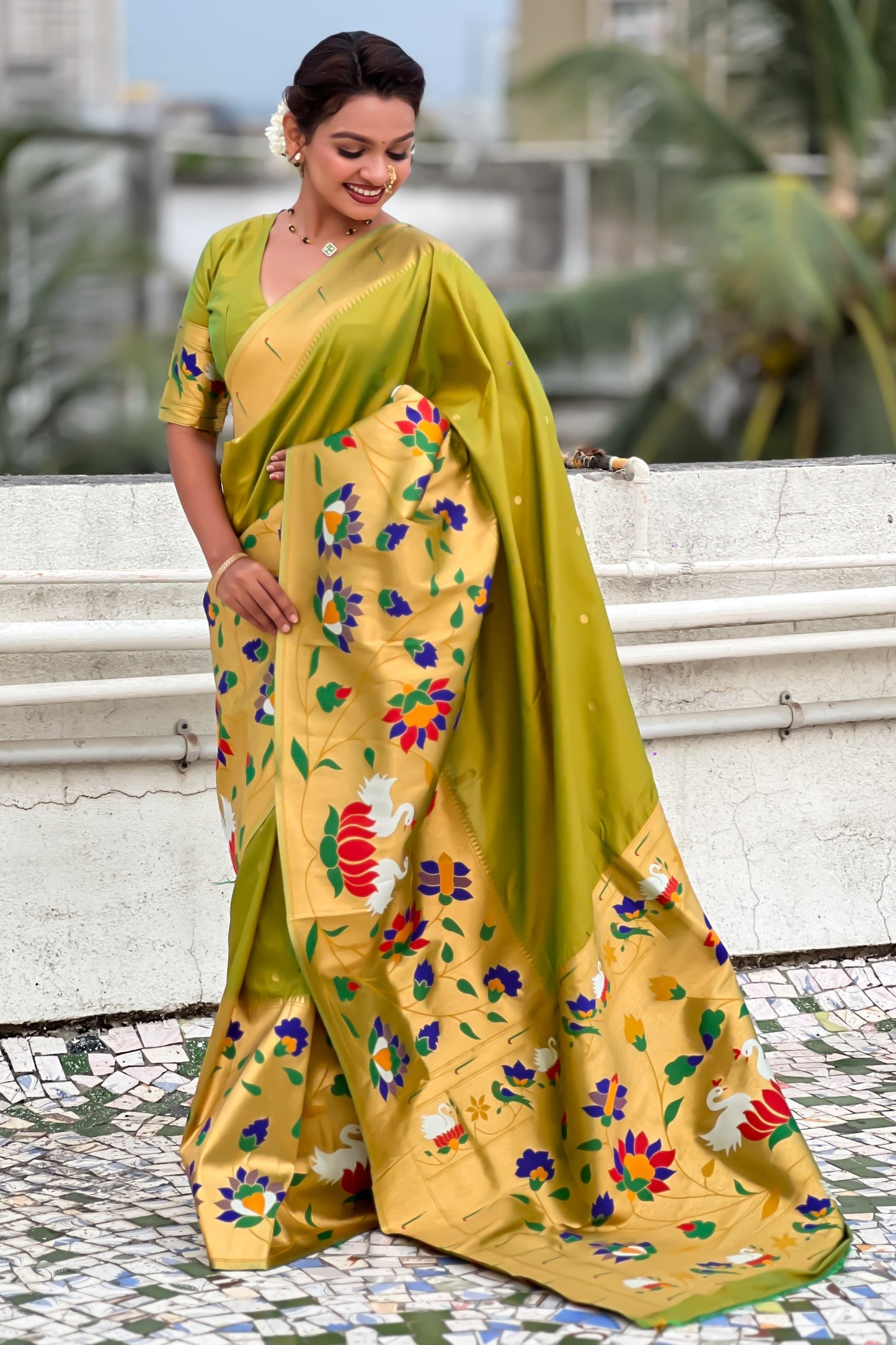 Mehendi Green Paithani Saree-ZB134866_3_SareeButa.com