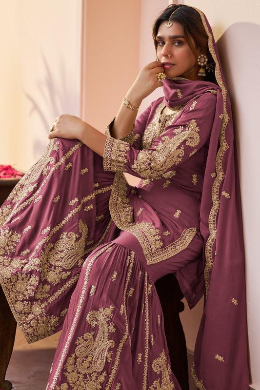 Merlot Wine Readymade Chinon Sharara Suit-SAR12120_2_SareeButa.com