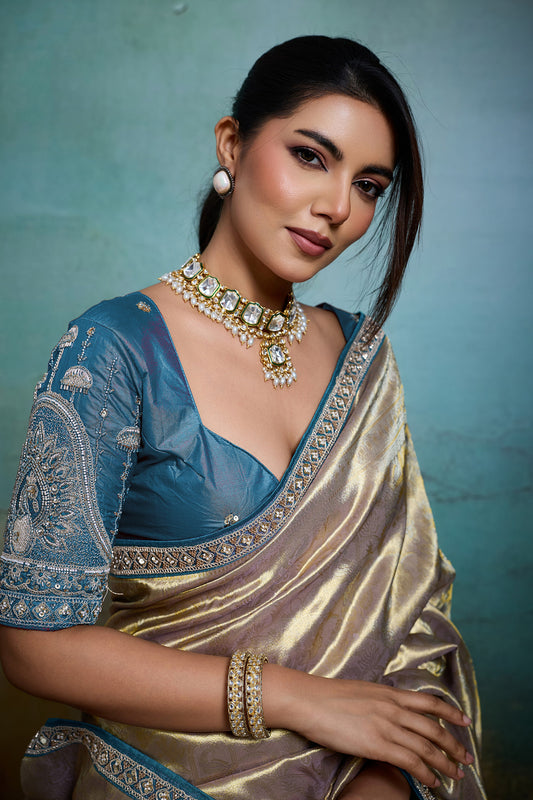 Metalic Grey Woven Tissue Banarasi Saree-SAR12819_2_SareeButa.com