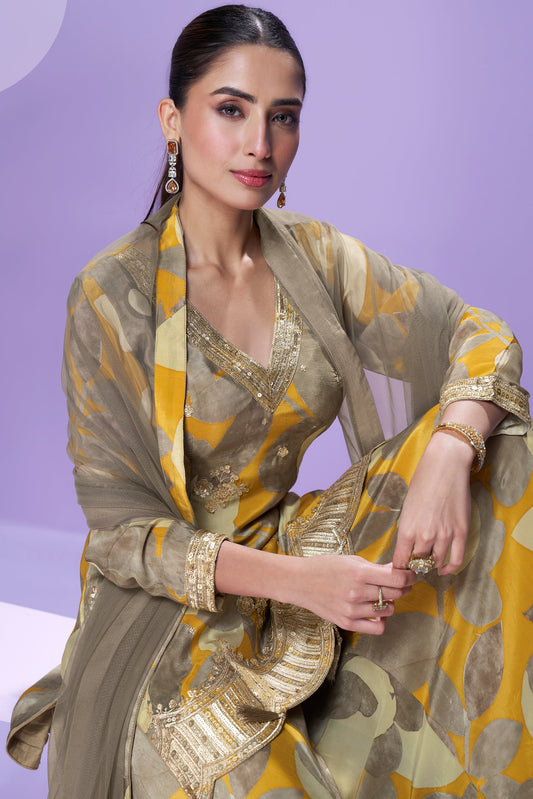 Multi Yellow Readymade Chinon Silk Sharara Suit-SS709_2_SareeButa.com