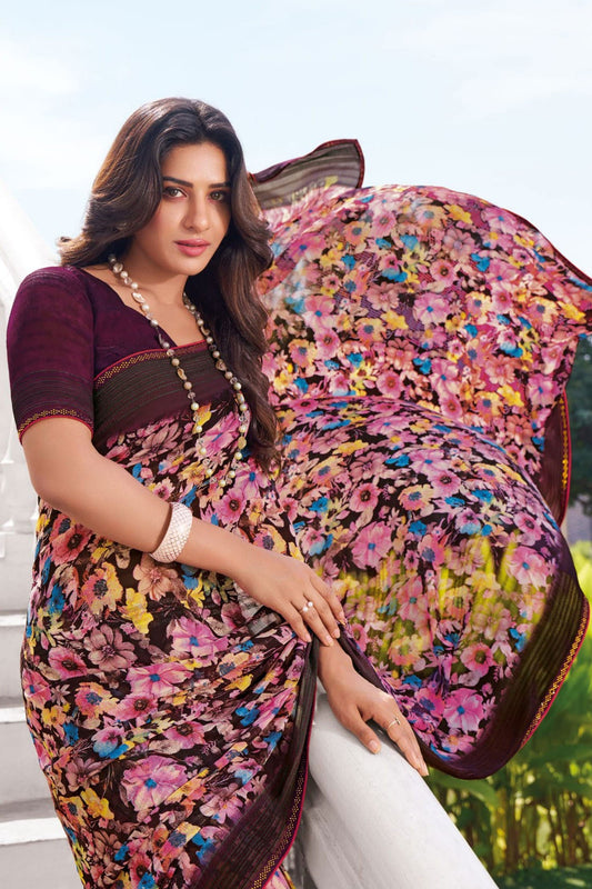 Wine Printed Georgette Saree-ZB133238_2_SareeButa.com