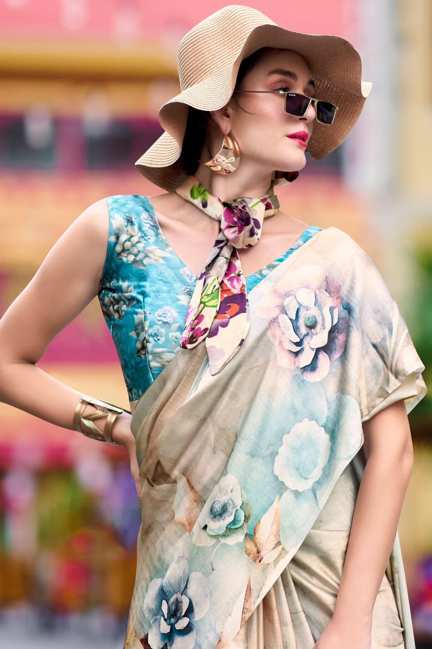 Multicolor Printed Satin Crepe Saree-ZB133765_4_SareeButa.com