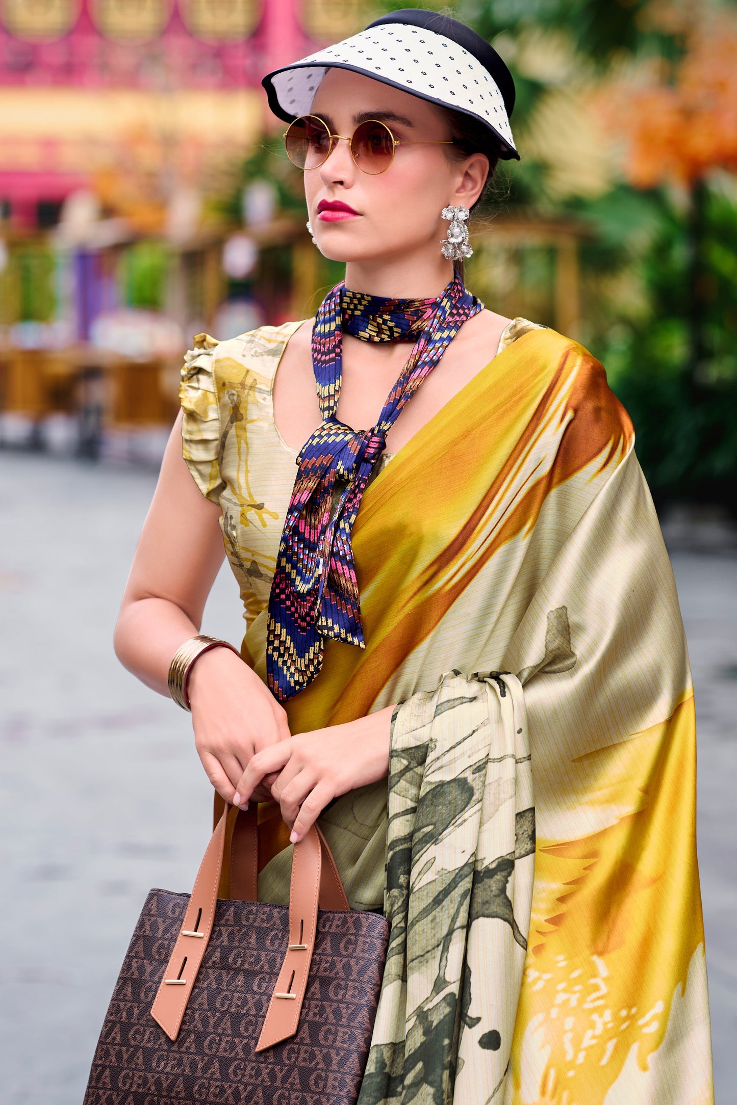 Multicolor Printed Satin Crepe Saree-ZB134010_4_SareeButa.com