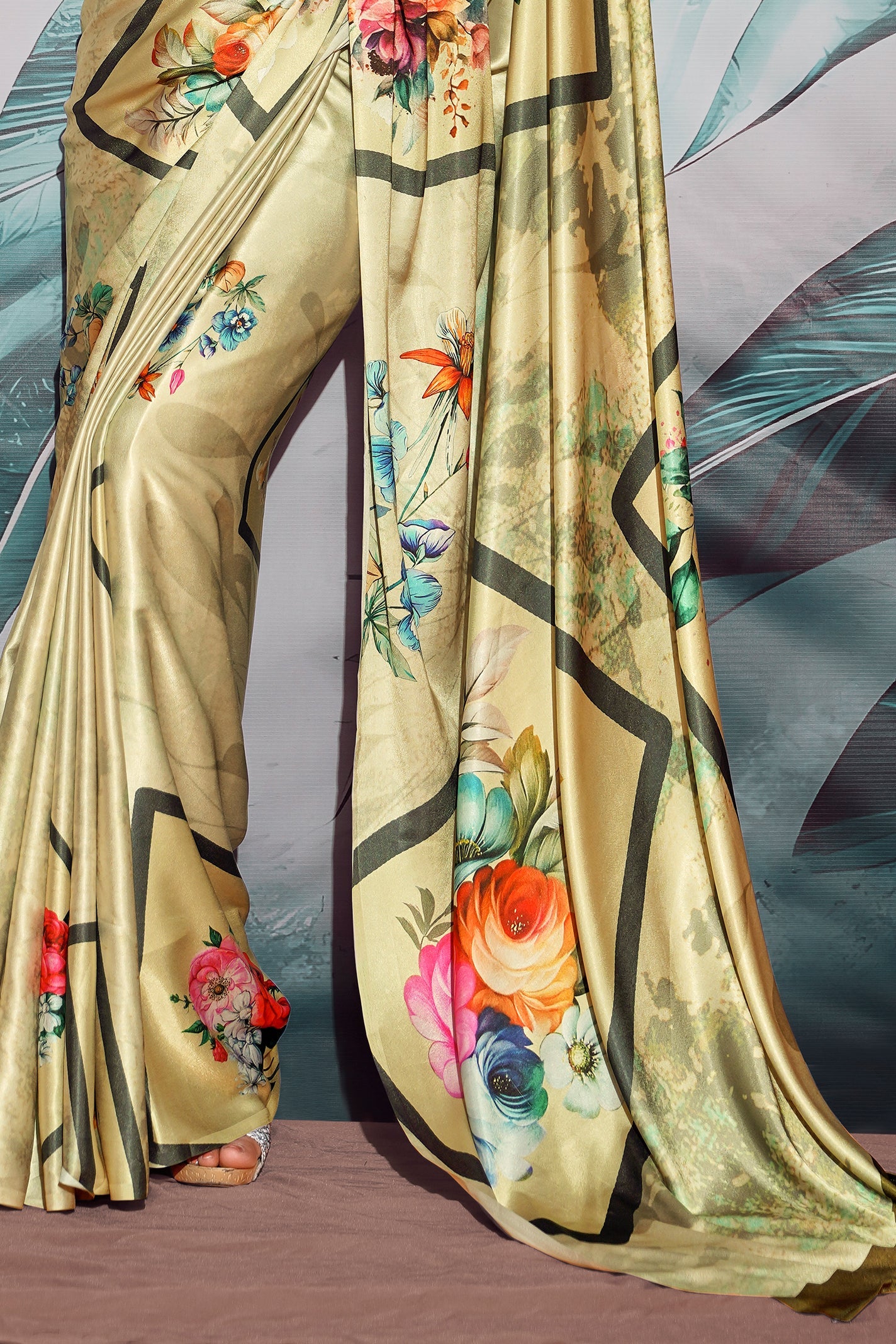 Multicolor Printed Satin Saree-ZB134387_4_SareeButa.com