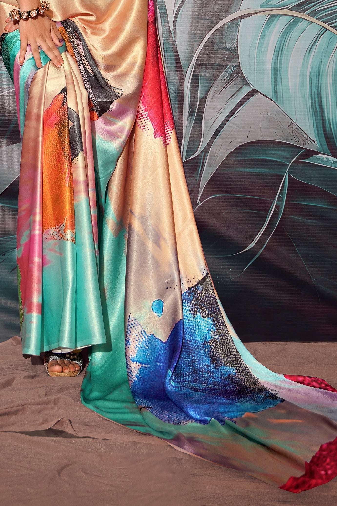 Multicolor Printed Satin Saree-ZB134390_4_SareeButa.com