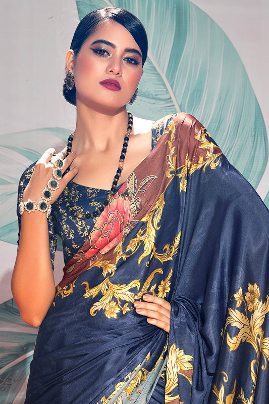 Multicolor Printed Satin Saree-ZB134391_2_SareeButa.com