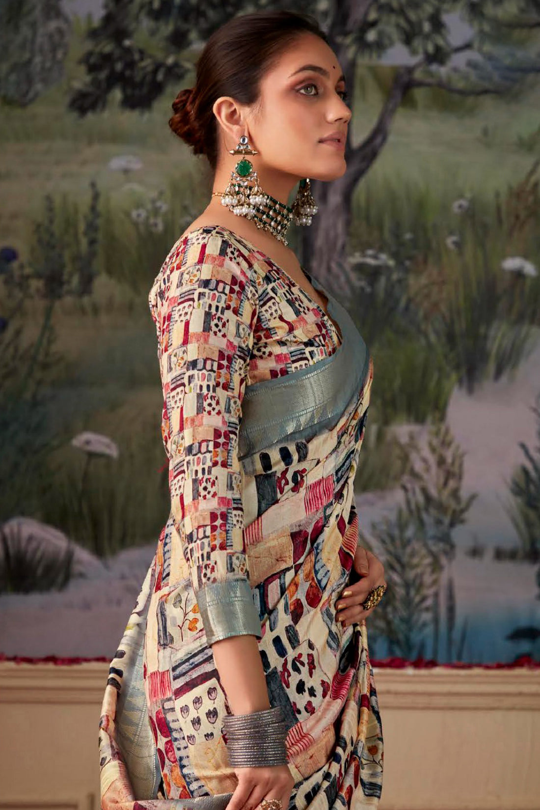 Multicolor Printed Silk Saree-ZB134367_2_SareeButa.com