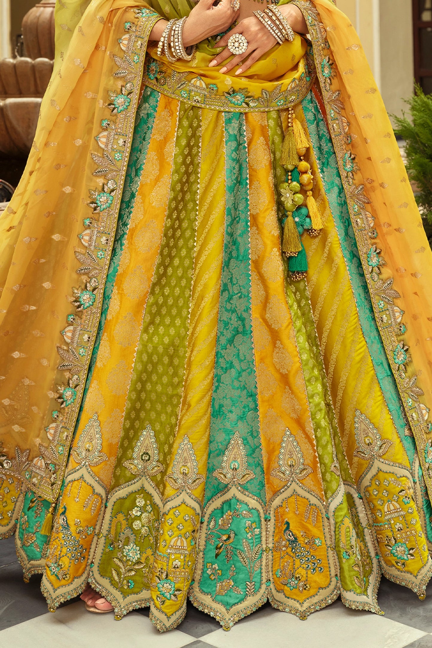 Multicolor Readymade Embroidered Silk Lehenga-SAR10905_5_SareeButa.com
