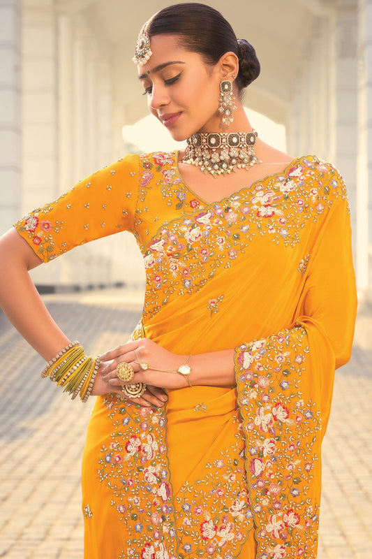 Mustard Yellow Pure Crepe Heavy Work Saree-ZB134226_2_SareeButa.com