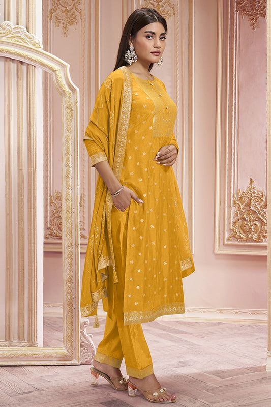 Mustard Dola Silk Readymade Salwar Suit-SS141_2_SareeButa.com