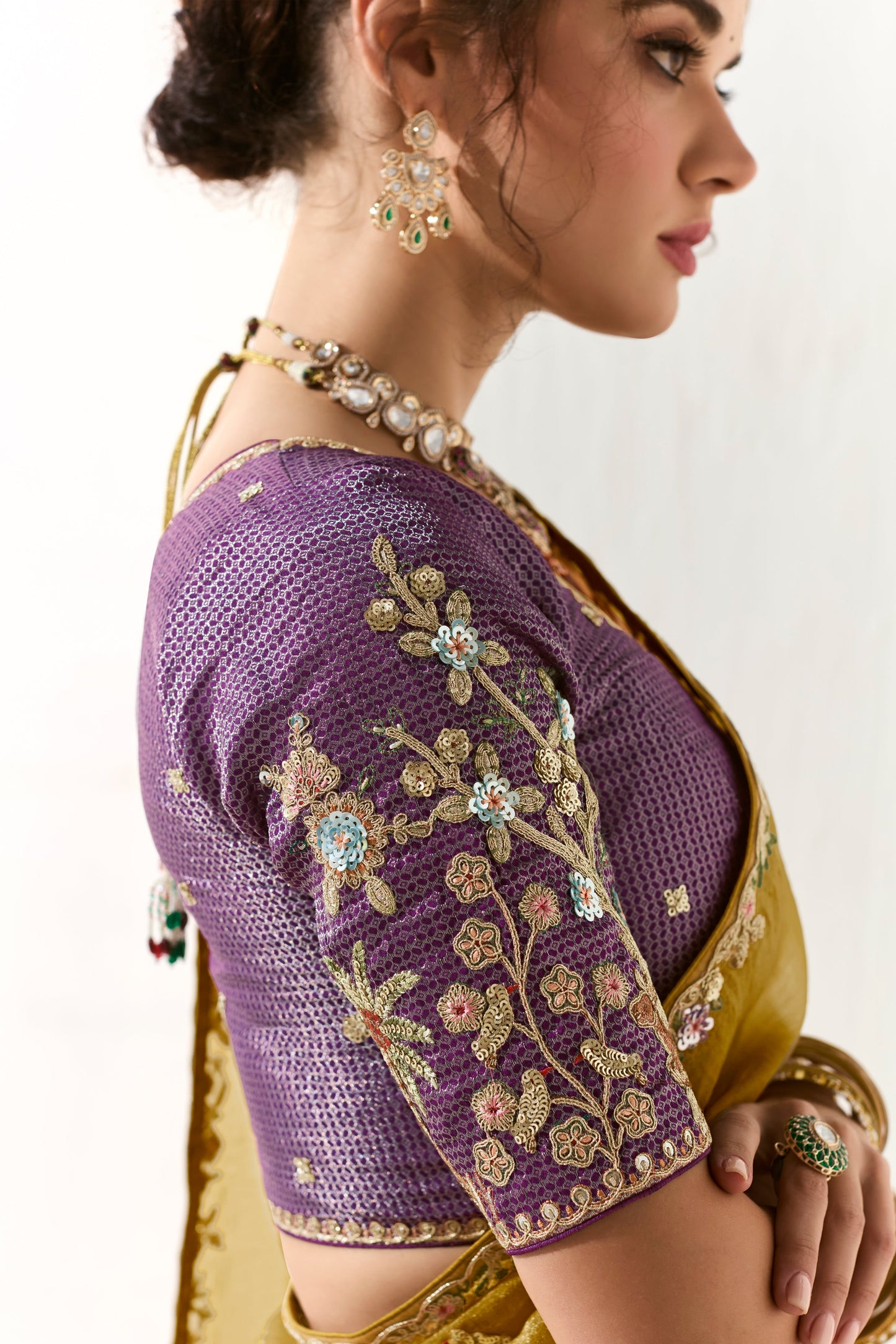 Mustard Yellow Embroidered Organza Tissue Saree-ZB134746_4_SareeButa.com