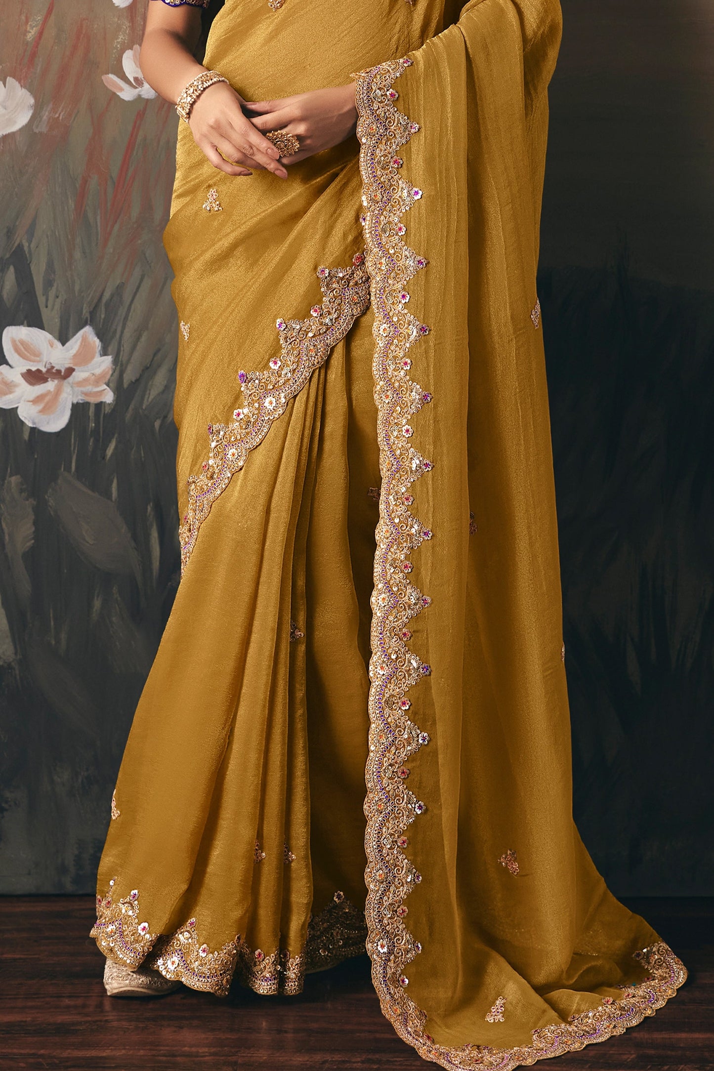 Mustard Yellow Embroidered Tissue Saree-SAR10834_5_SareeButa.com