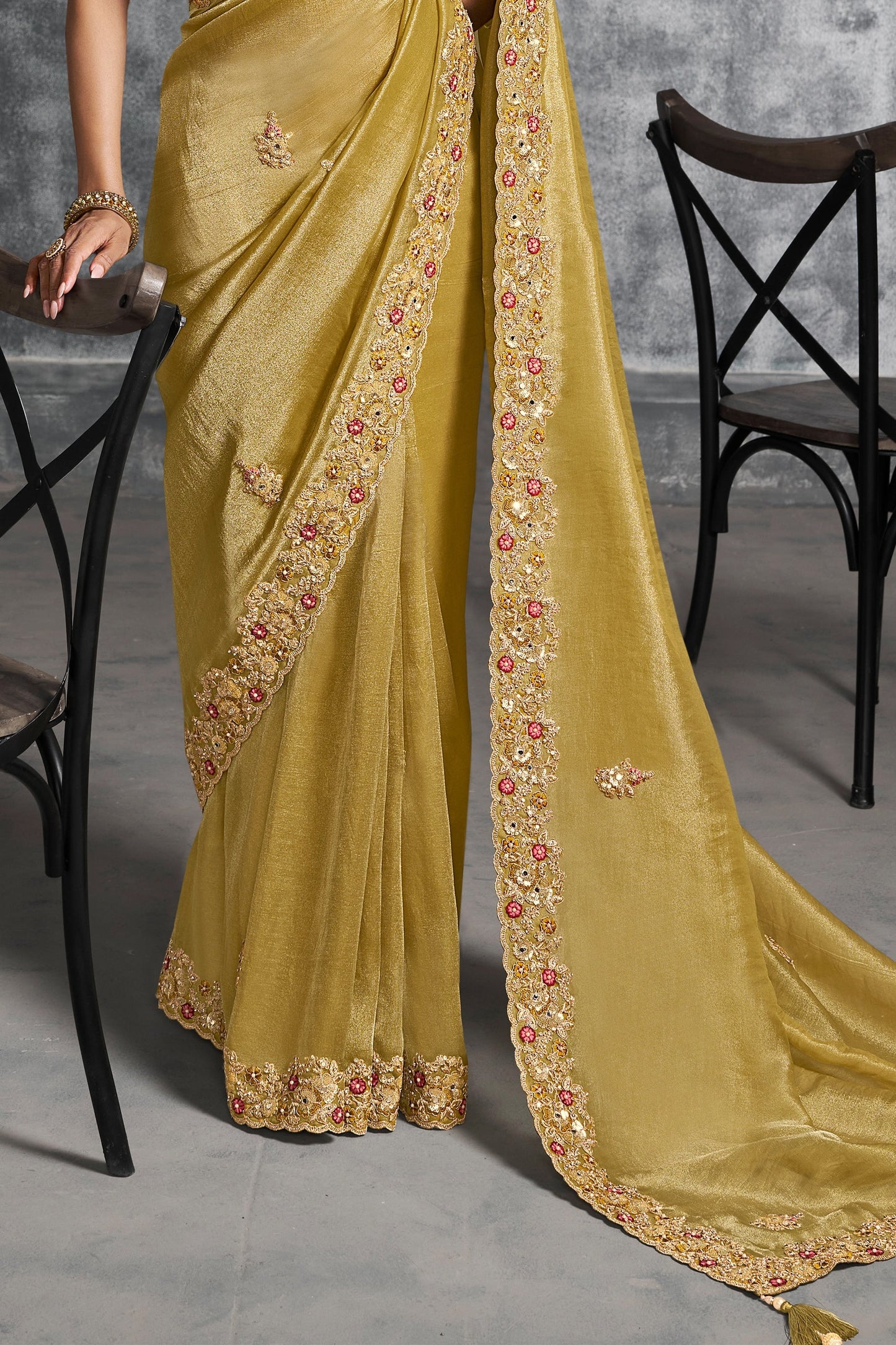 Mustard Yellow Embroidered Tissue Silk Saree-SAR10447_4_SareeButa.com