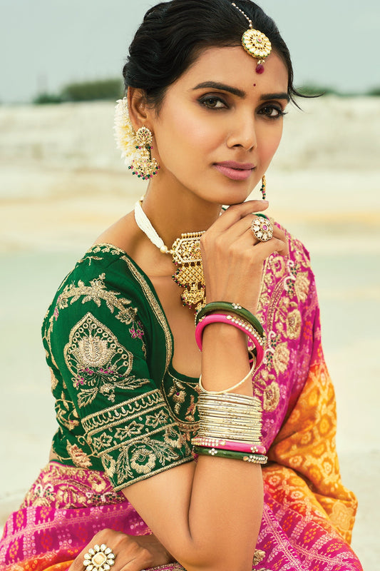 Mustard Yellow Georgette Bandhani Saree-SAR10292_2_SareeButa.com