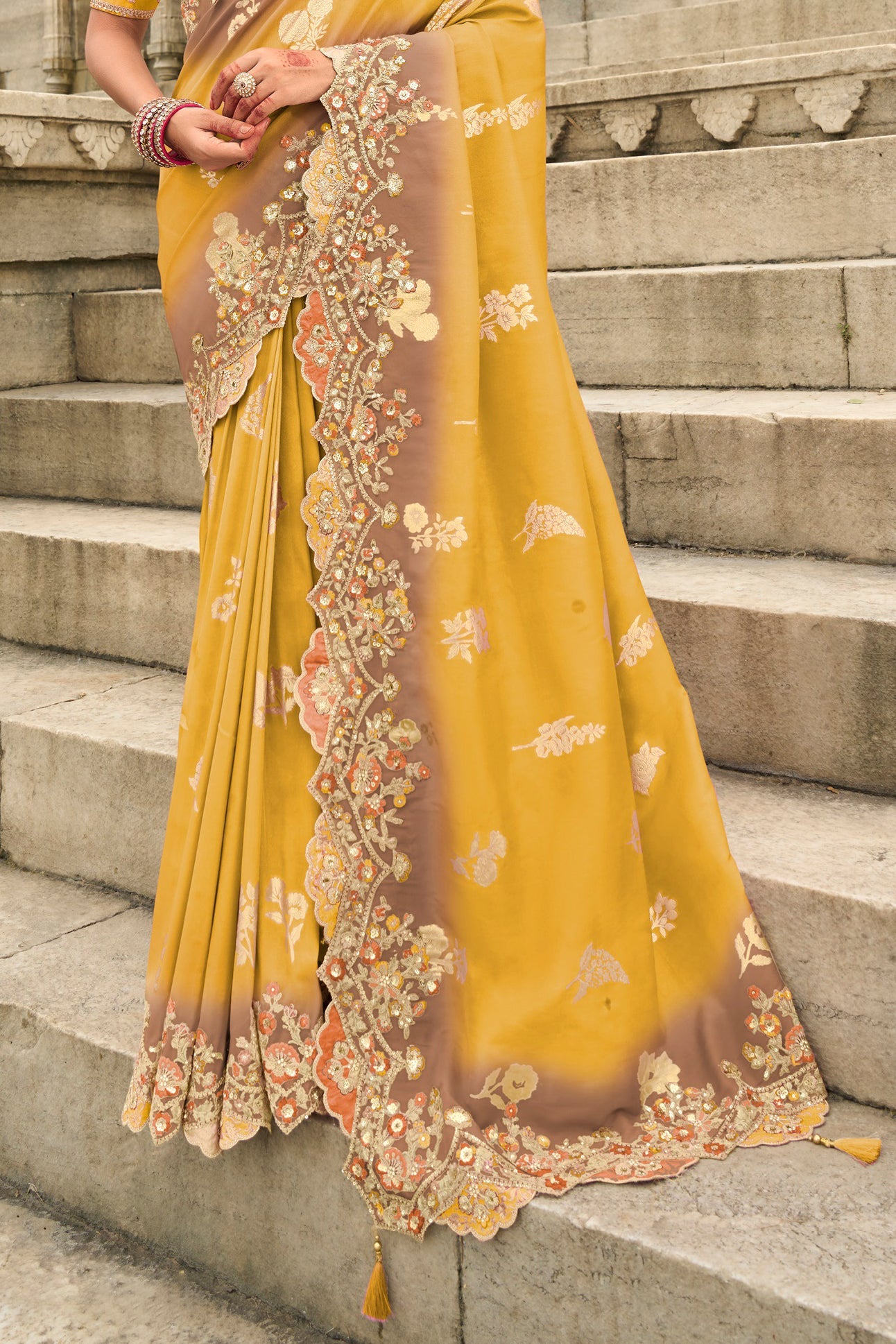 Mustard Yellow Woven Banarasi Saree-ZB134492_3_SareeButa.com