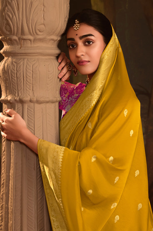 Mustard Yellow Woven Crepe Silk Saree-ZB133578_2_SareeButa.com