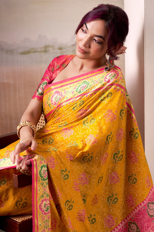 Mustard Yellow Woven Patola Silk Saree-SAR10023_2_SareeButa.com