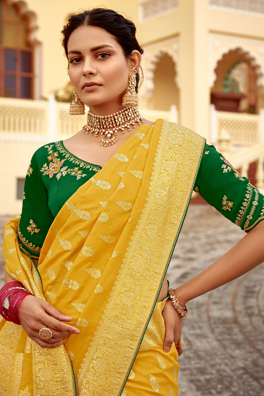 Mustard Yellow Woven Silk Saree-ZB134122_2_SareeButa.com