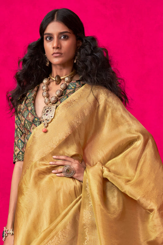 Mustard Zari Weaving Tissue Saree-ZB134099_2_SareeButa.com