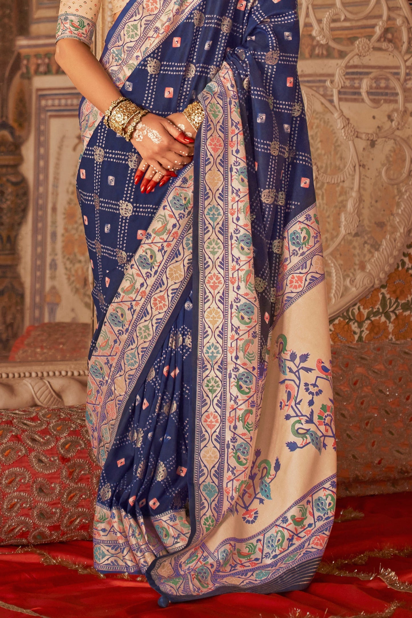 Blue Printed Paithani Silk Saree-ZB134549_3_SareeButa.com