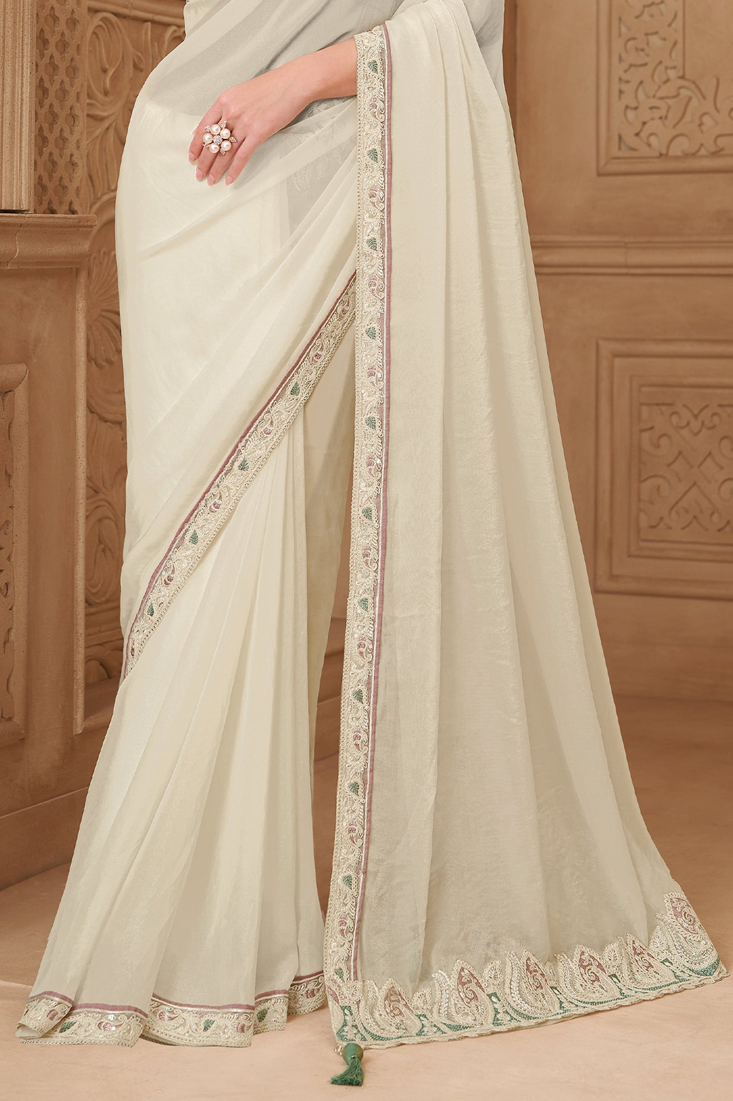 Off White Embroidered Georgette Silk Saree-SAR10591_4_SareeButa.com