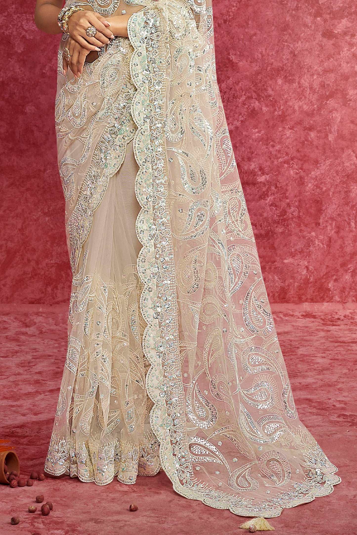 Off White Embroidered Net Saree-SAR10274_4_SareeButa.com