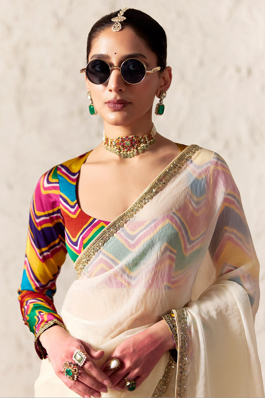 Off White Embroidered Tissue Organza Saree-SAR12779_2_SareeButa.com