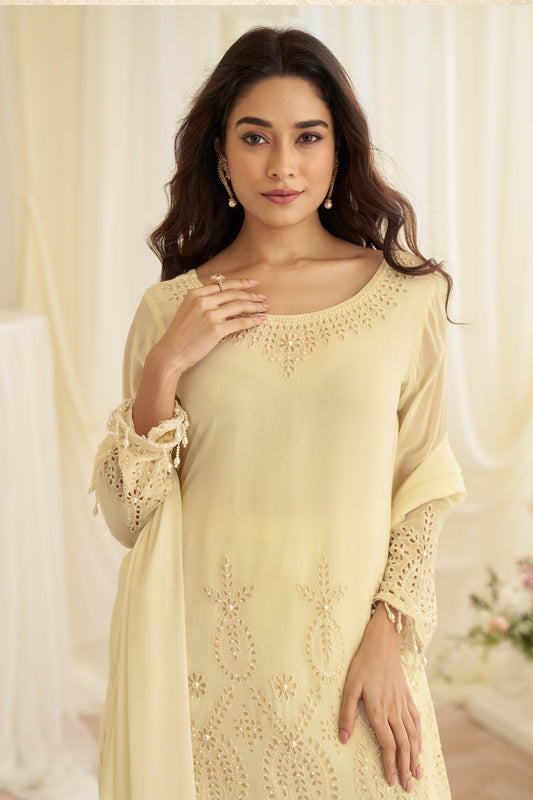 Off White Readymade Bead Work Georgette Suit-SAR11621_2_SareeButa.com