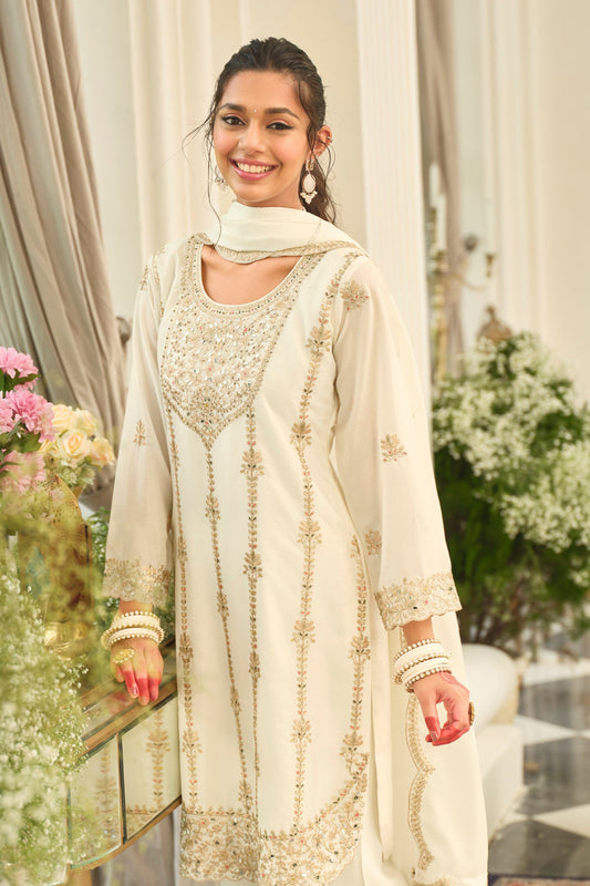 Off White Readymade Embroidered Chinon Suit-SAR11999_2_SareeButa.com