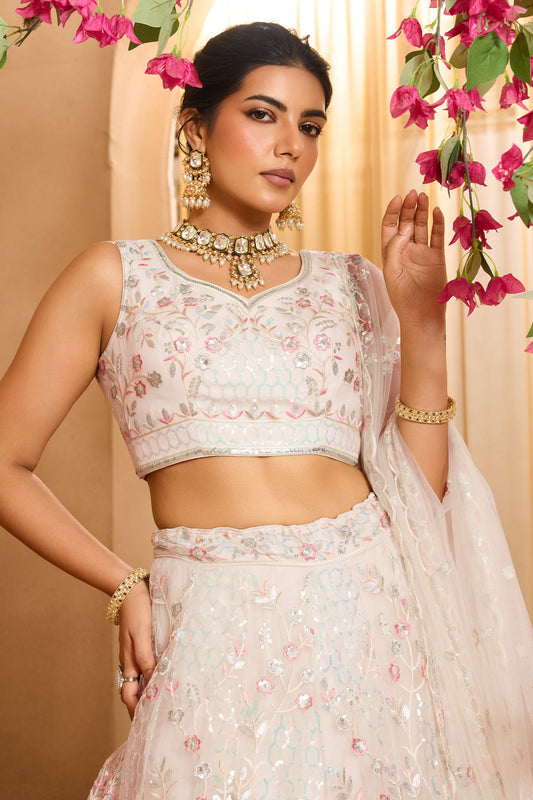 Off White Semi-Stitched Embroidered Net Lehenga-SAR10708_2_SareeButa.com