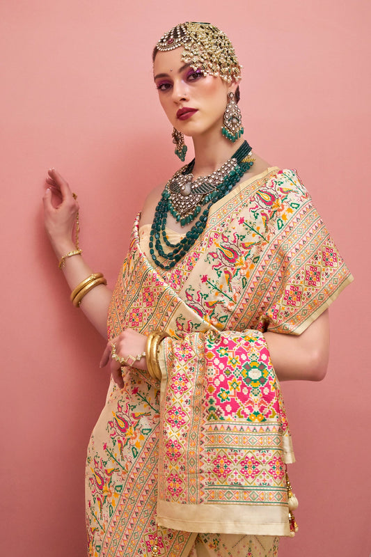 Off White Woven Kashmiri Silk Saree-SAR11341_2_SareeButa.com