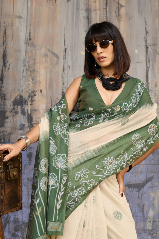 Off White Woven Munga Cotton Saree-SAR11880_2_SareeButa.com
