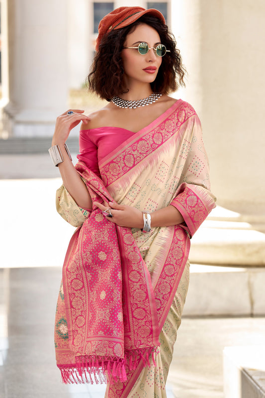 Off White Woven Silk Saree-ZB134383_2_SareeButa.com