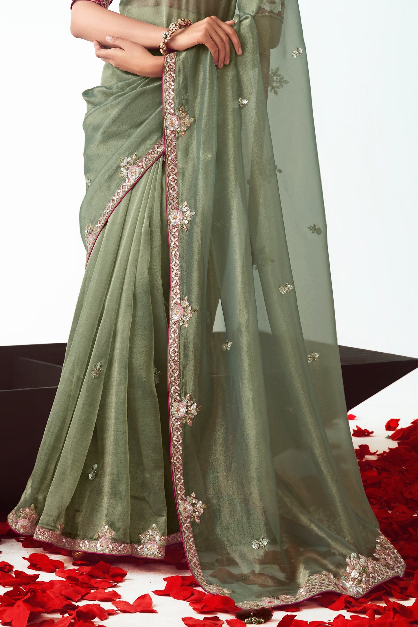 Green Embroidered Organza Saree-ZB134769_6_SareeButa.com