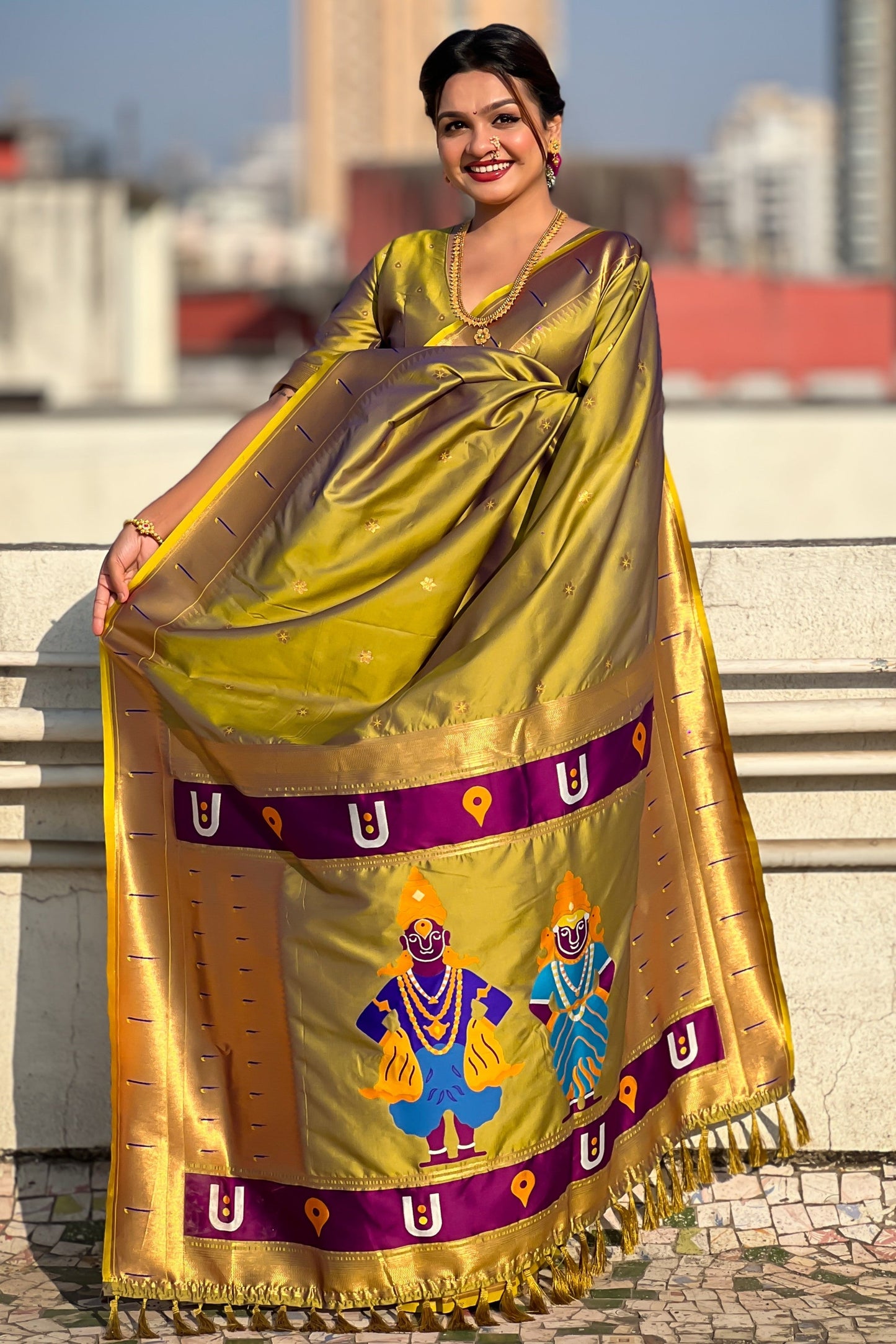 Olive Green Paithani Saree-ZB134808_4_SareeButa.com