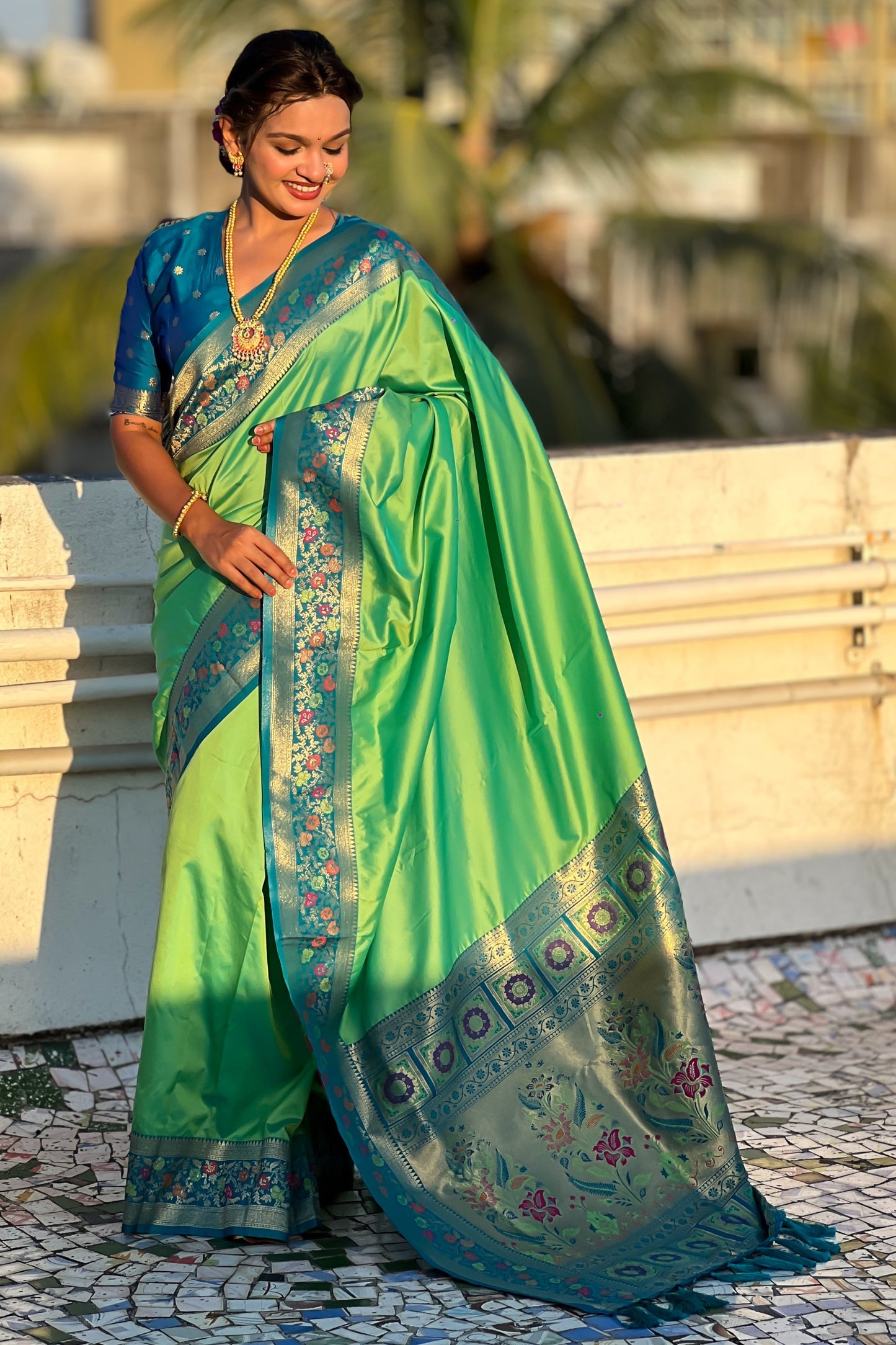 Olive Green Paithani Saree-ZB134853_4_SareeButa.com