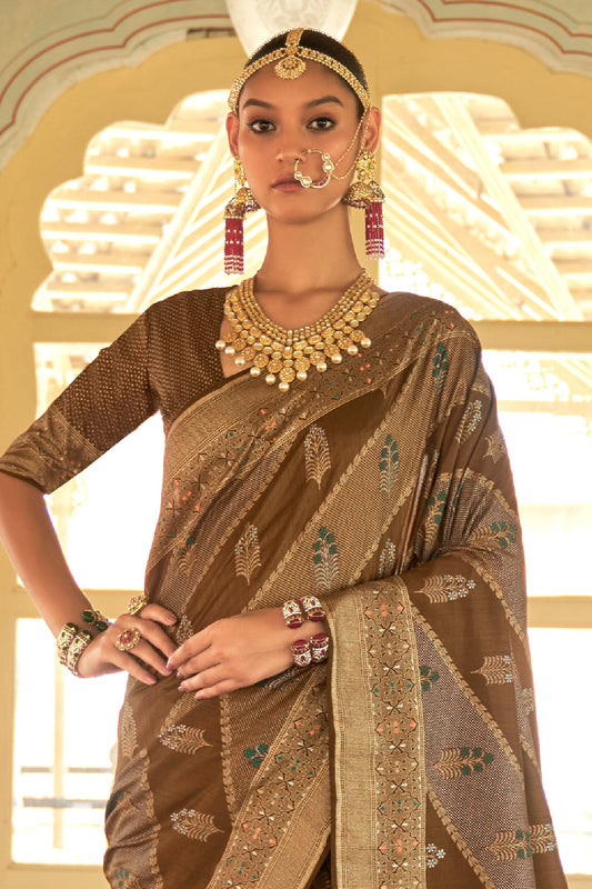 Olive Green Woven Silk Saree-ZB133842_2_SareeButa.com