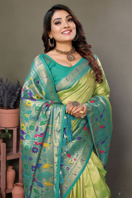 Olive Green Woven Tissue Silk Paithani Saree-ZB134820_2_SareeButa.com