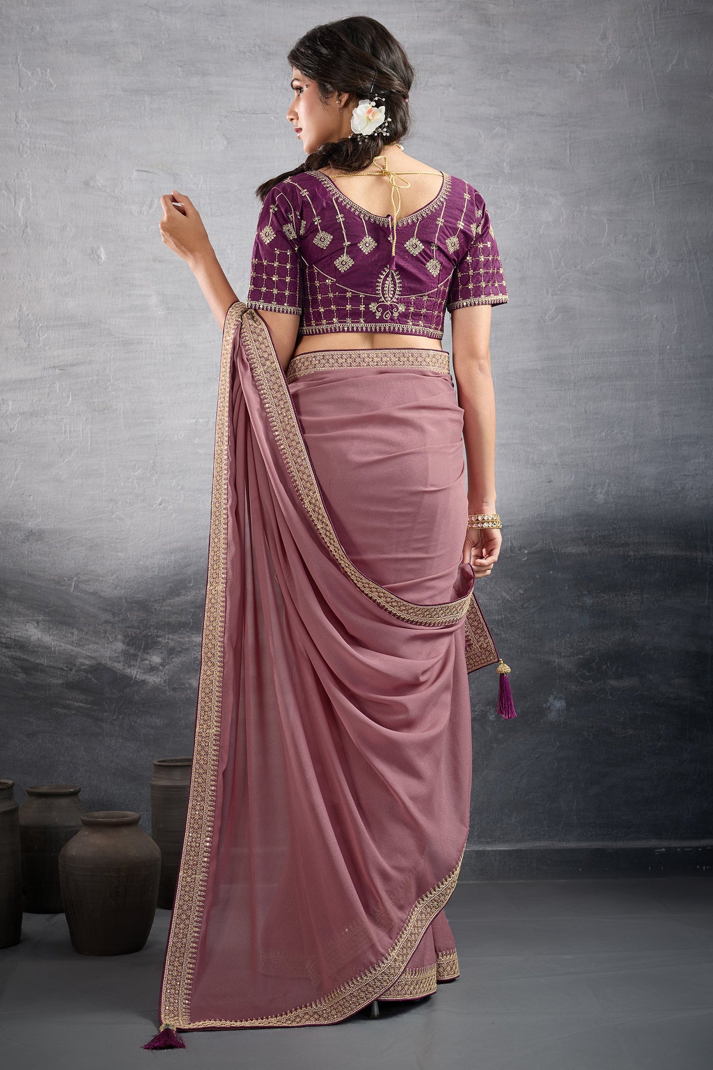 Onion Pink Embroidered Georgette Saree-SAR10599_5_SareeButa.com