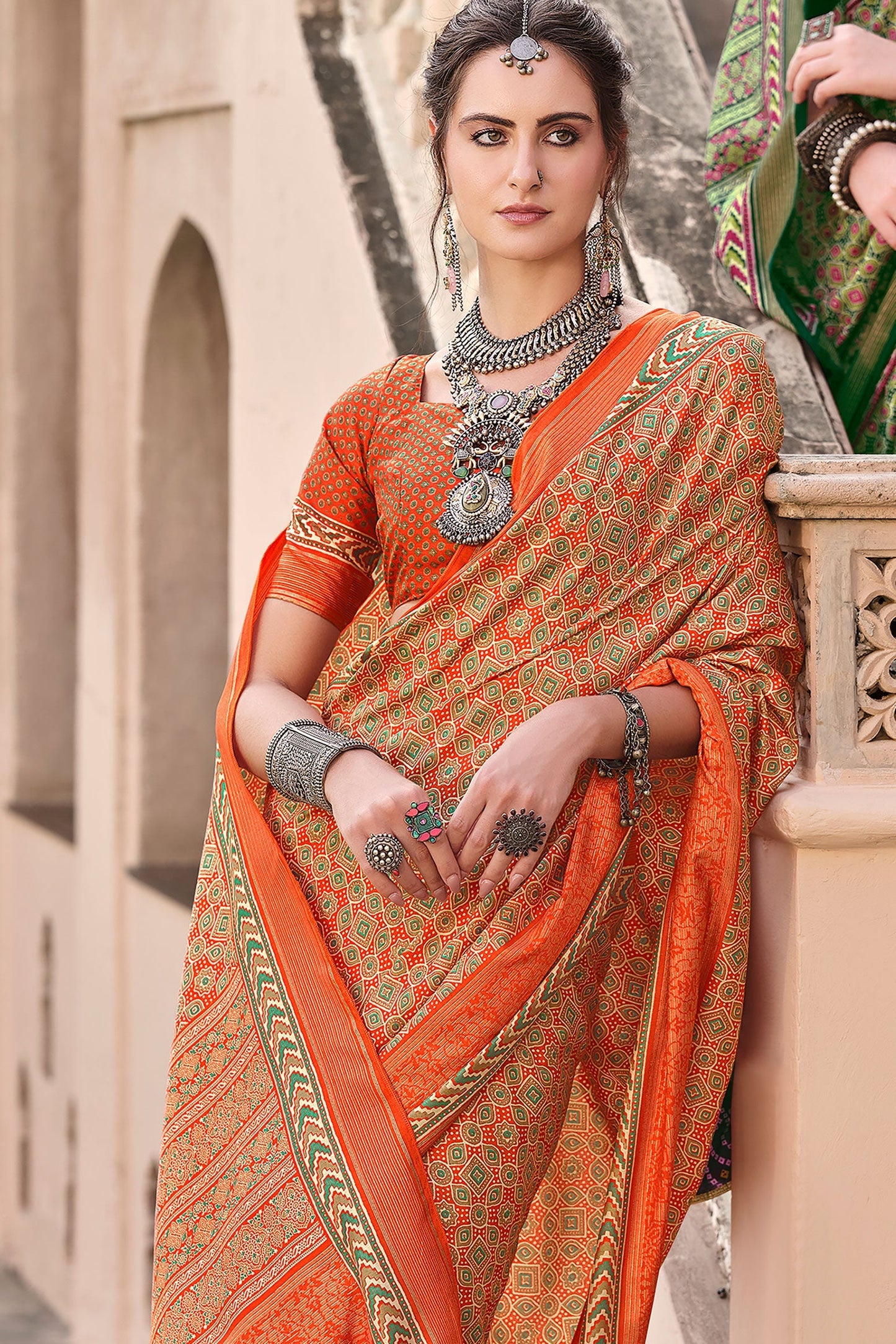 orange-ajrakh-print-silk-saree-zb132880_2_SareeButa.com