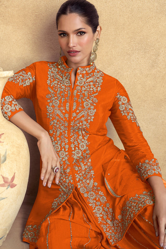 Orange Chinon Readymade Palazzo Suit-SS172_2_SareeButa.com