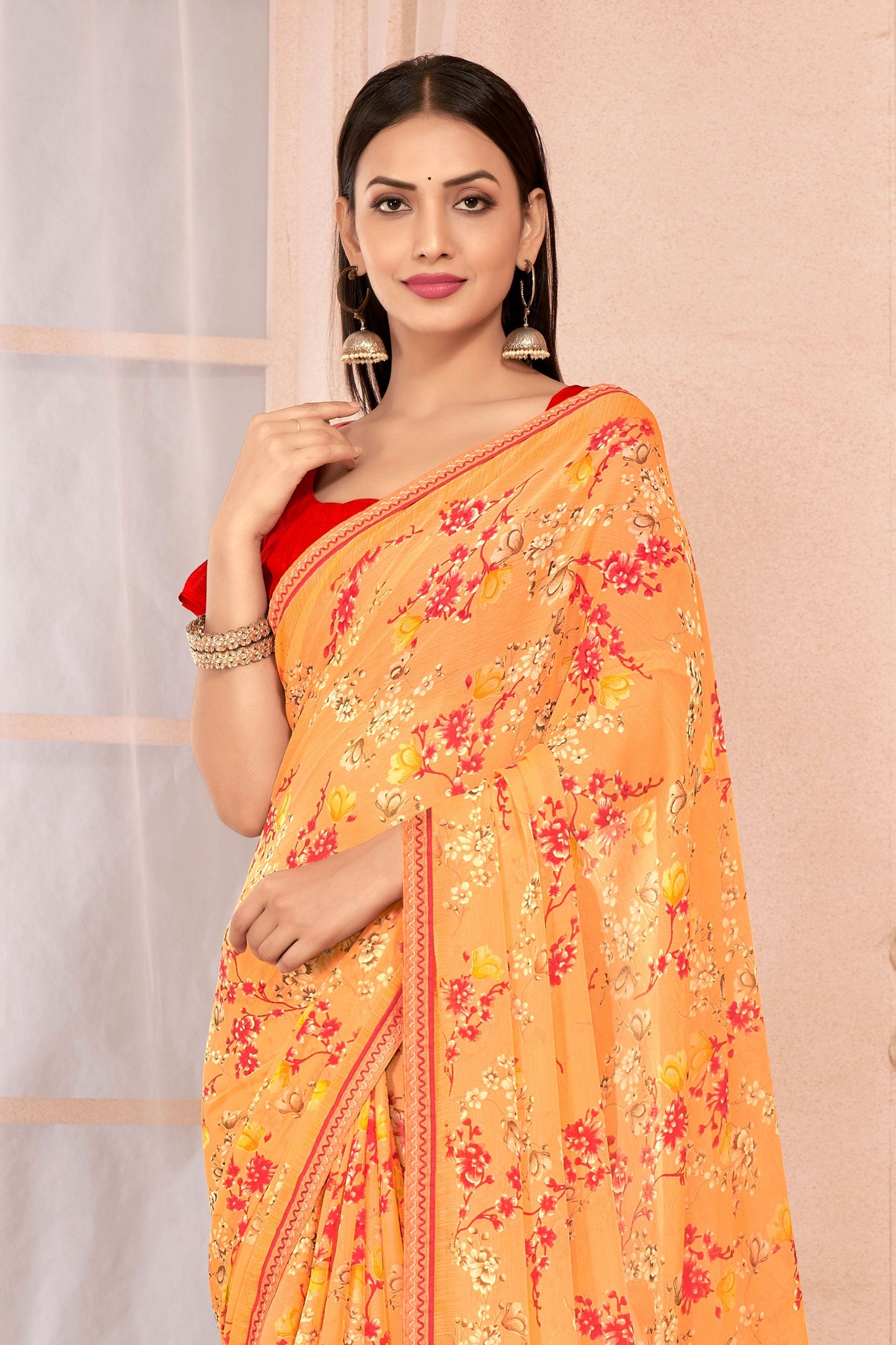 orange-printed-chiffon-saree-zb131640_2_SareeButa.com