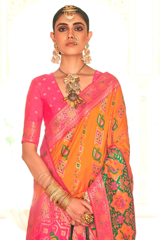 Orange Banarasi Silk Saree-ZB133188_2_SareeButa.com