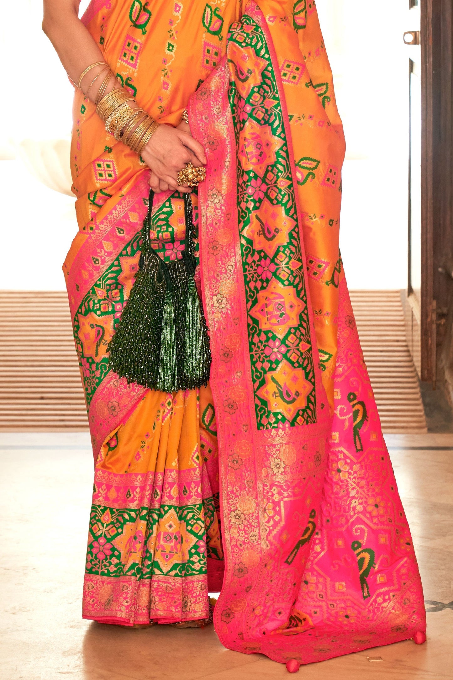 Orange Banarasi Silk Saree-ZB133188_3_SareeButa.com