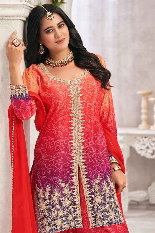 Orange 2-Tone Readymade Chinon Salwar Suit-SS683_2_SareeButa.com